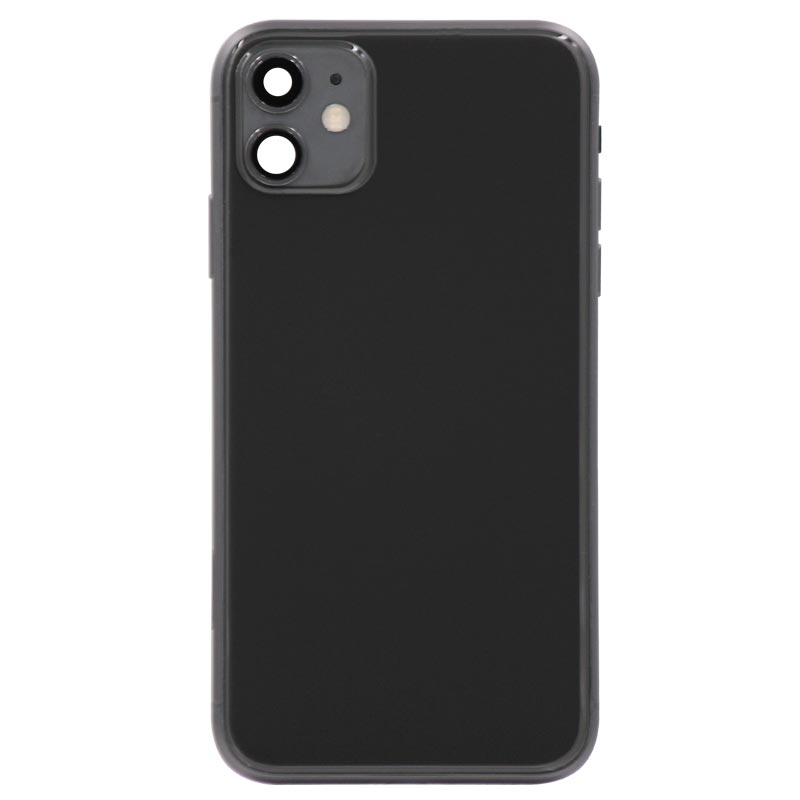 Glass Back Cover with Housing for iPhone 11 (No Logo) (Black)