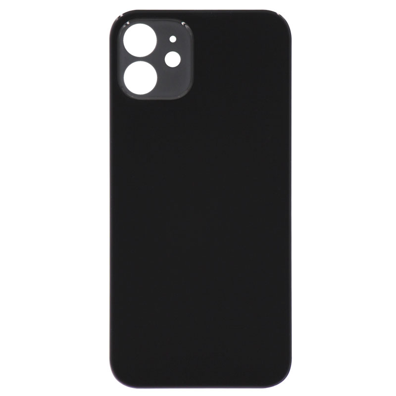 (Big Hole) Glass Back Cover for iPhone 12 (No Logo) (Black)