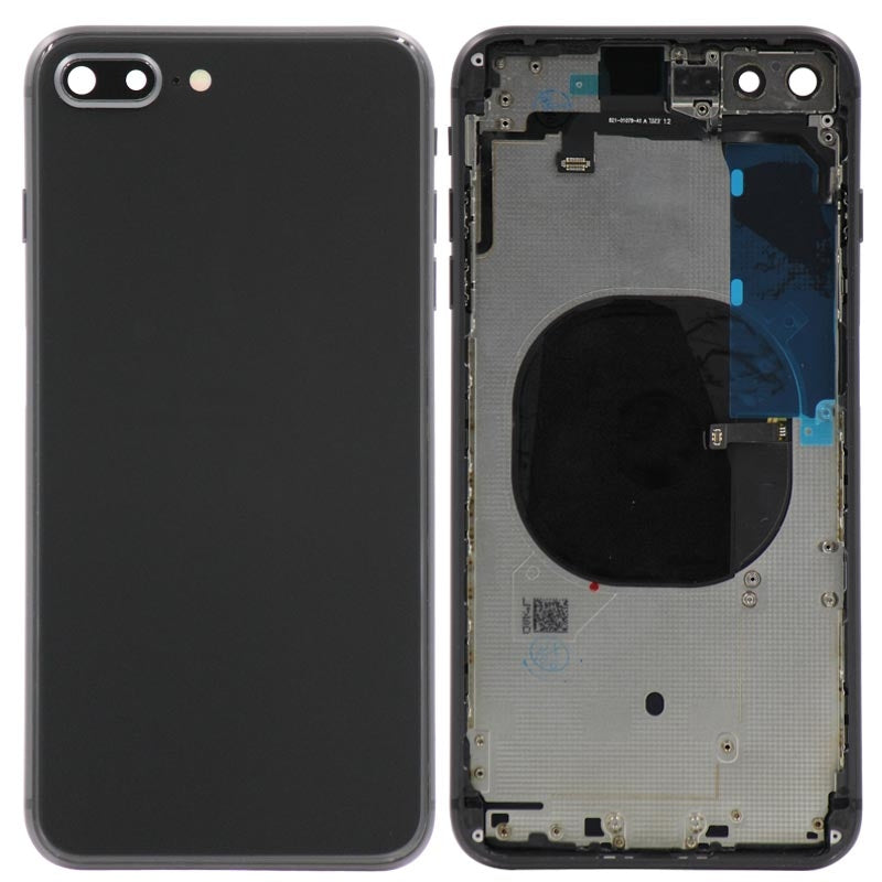 Glass Back Cover with Housing for iPhone 8 Plus (No Logo) (Black)
