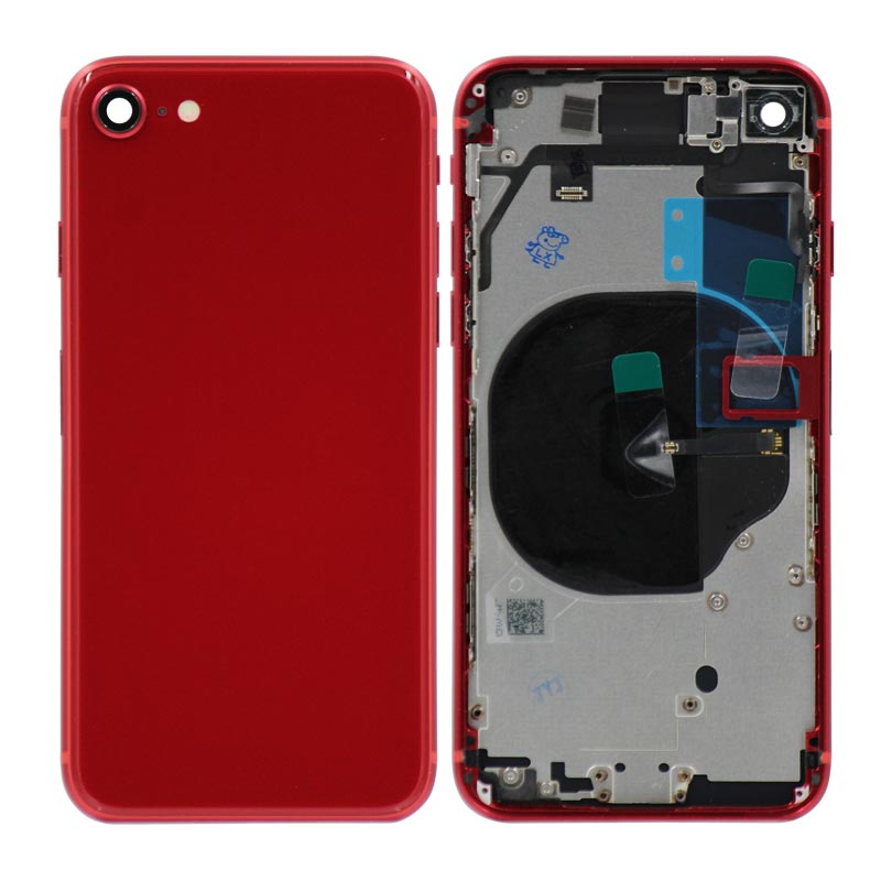 Glass Back Cover with Housing for iPhone SE (2020) (No Logo) (Red)