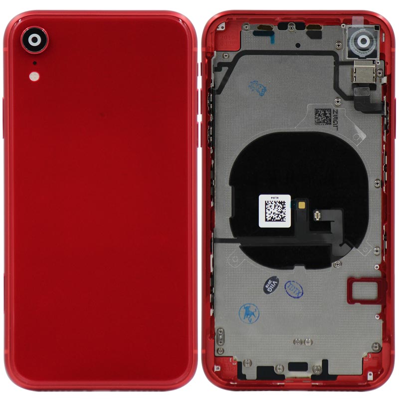 Glass Back Cover with Housing for iPhone XR (No Logo) (Red)