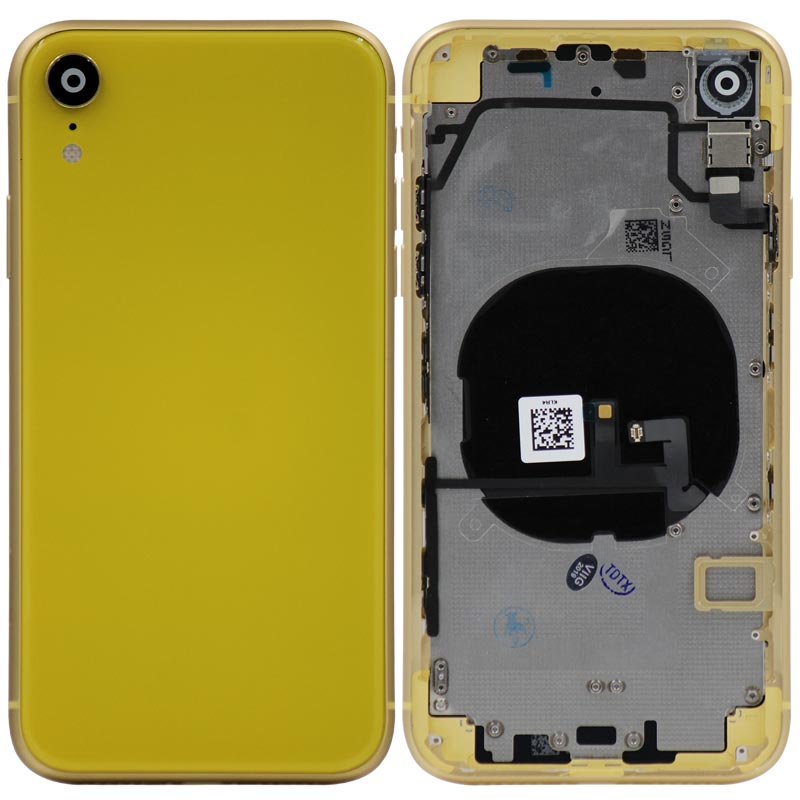 Glass Back Cover with Housing for iPhone XR (No Logo) (Yellow)