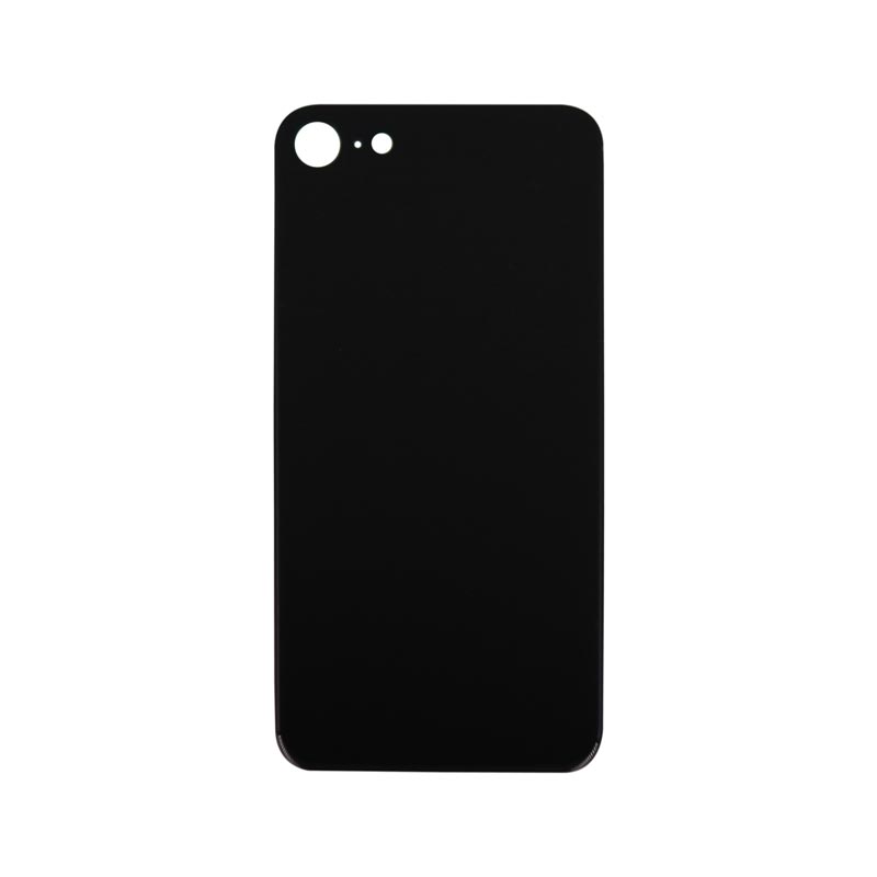 (Big Hole) Glass Back Cover for iPhone 8 (No Logo) (Black)