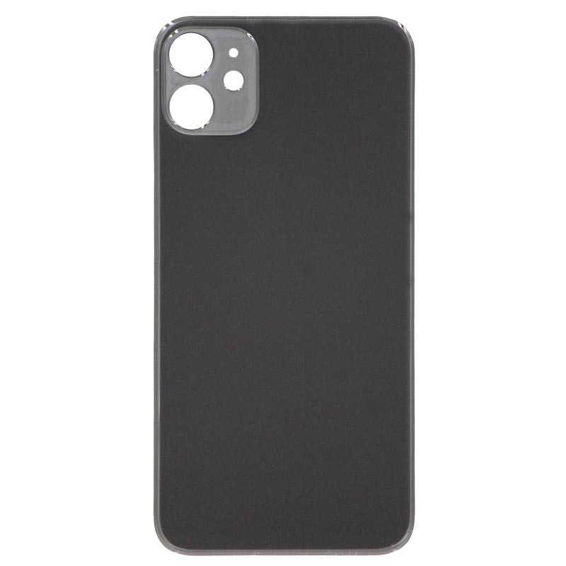 (Big Hole) Glass Back Cover for iPhone 11 (No Logo) (Black)