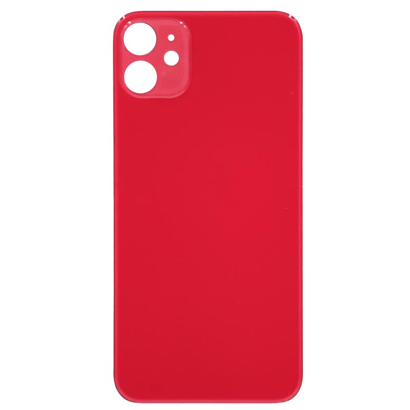 (Big Hole) Glass Back Cover for iPhone 11 (No Logo) (Red)