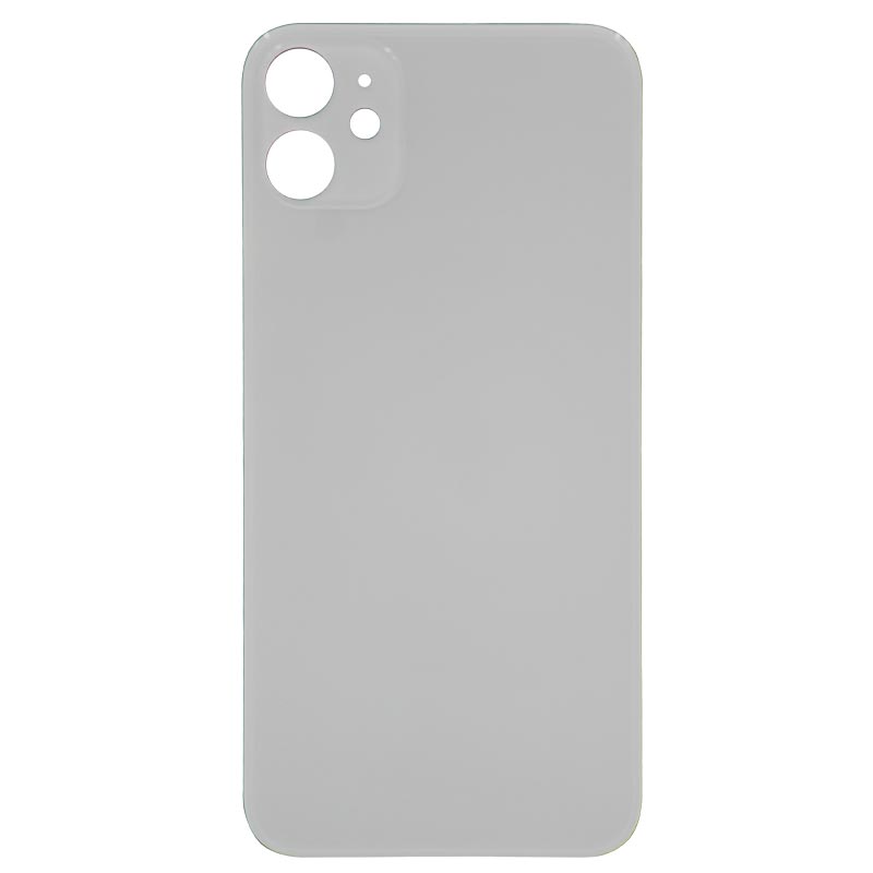 (Big Hole) Glass Back Cover for iPhone 11 (No Logo) (White)