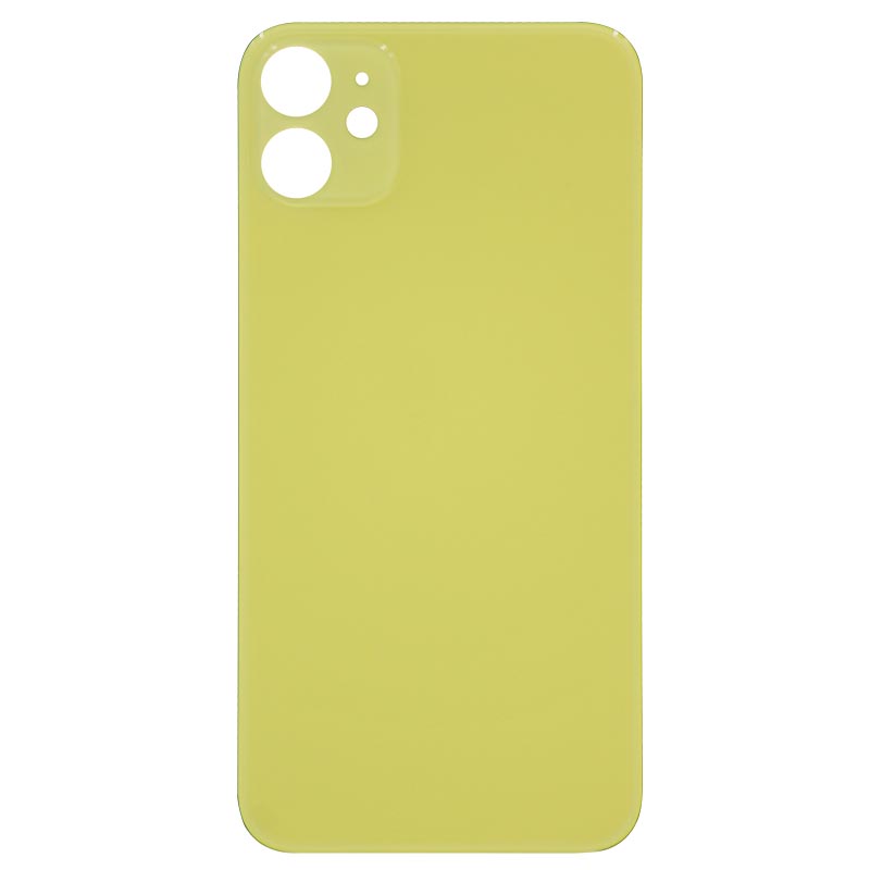 (Big Hole) Glass Back Cover for iPhone 11 (No Logo) (Yellow)
