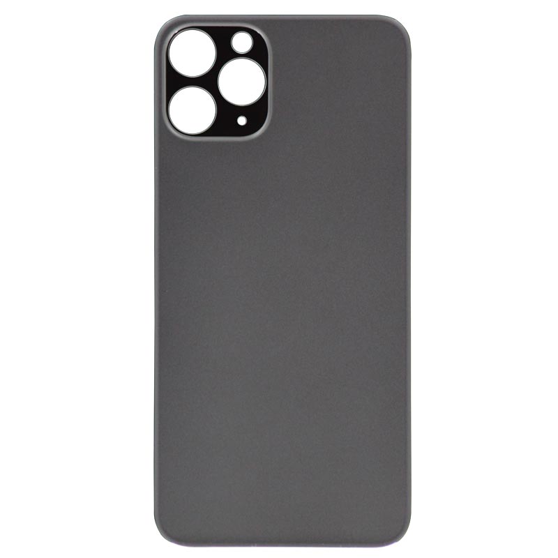 (Big Hole) Glass Back Cover for iPhone 11 Pro (No Logo) (Black)