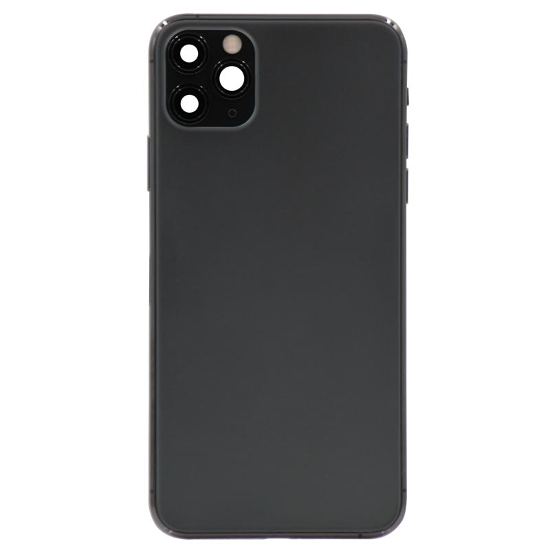 Glass Back Cover with Housing for iPhone 11 Pro Max (No Logo) (Black)