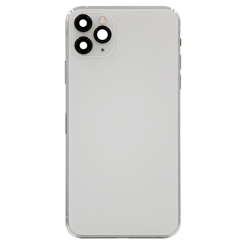 Glass Back Cover with Housing for iPhone 11 Pro Max (No Logo) (Silver)