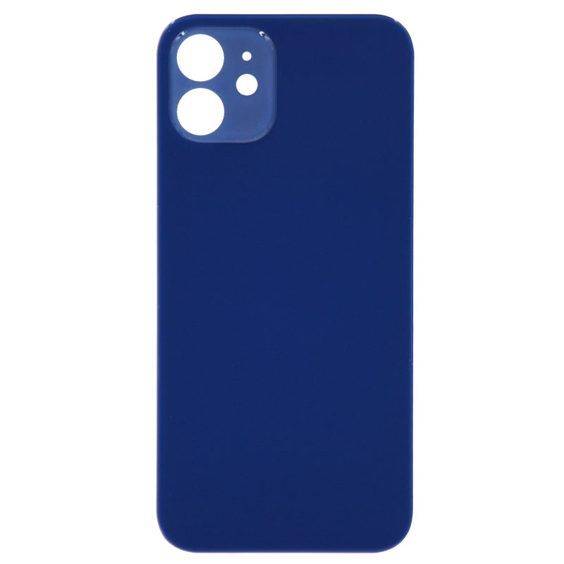 (Big Hole) Glass Back Cover for iPhone 12 (No Logo) (Blue)