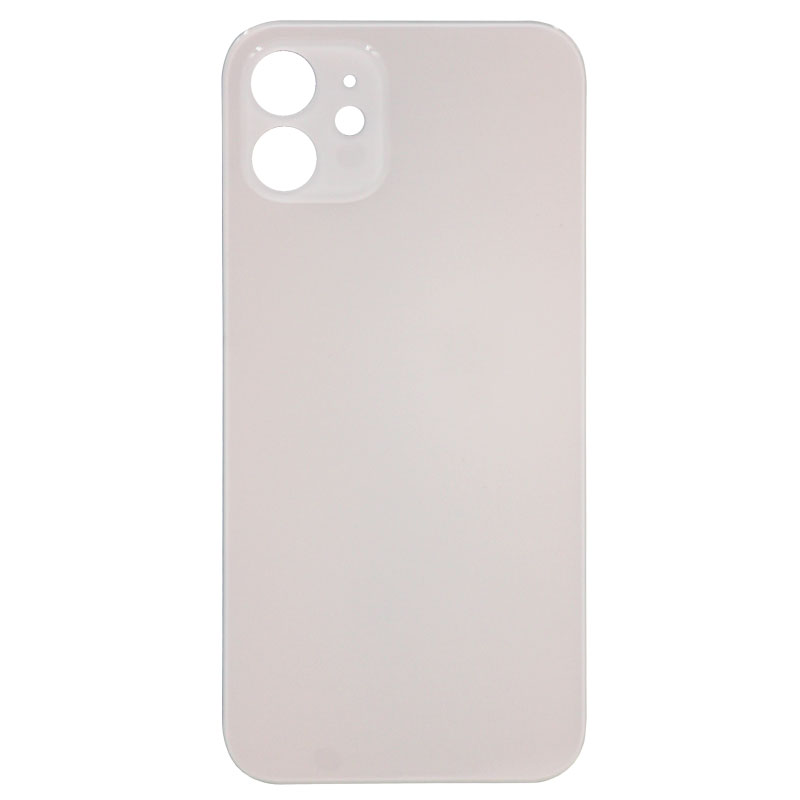 (Big Hole) Glass Back Cover for iPhone 12 (No Logo) (White)