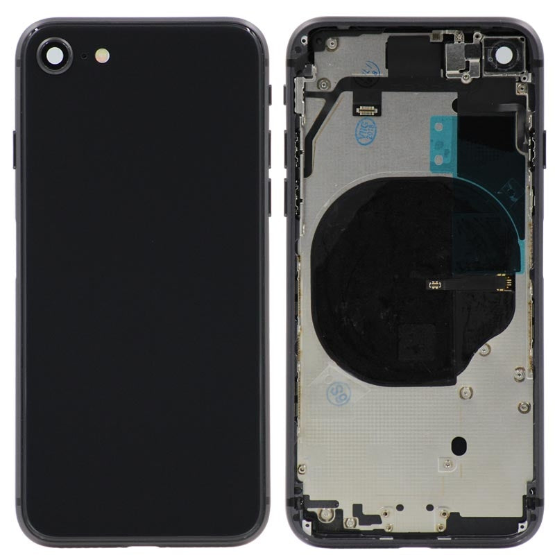 Glass Back Cover with Housing for iPhone 8 (No Logo) (Black)