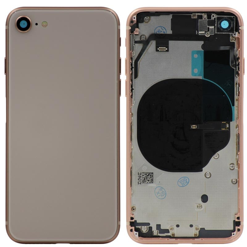 Glass Back Cover with Housing for iPhone 8 (No Logo) (Gold)