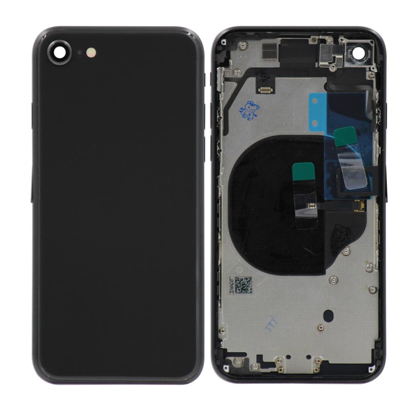 Glass Back Cover with Housing for iPhone SE (2020) (No Logo) (Black)