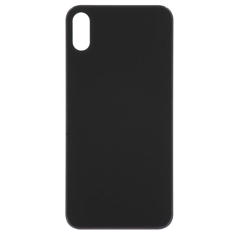 (Big Hole) Glass Back Cover for iPhone X (No Logo) (Black)