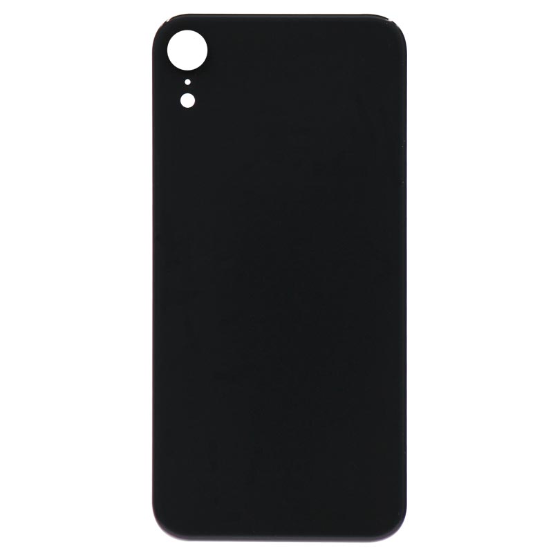 (Big Hole) Glass Back Cover for iPhone XR (No Logo) (Black)