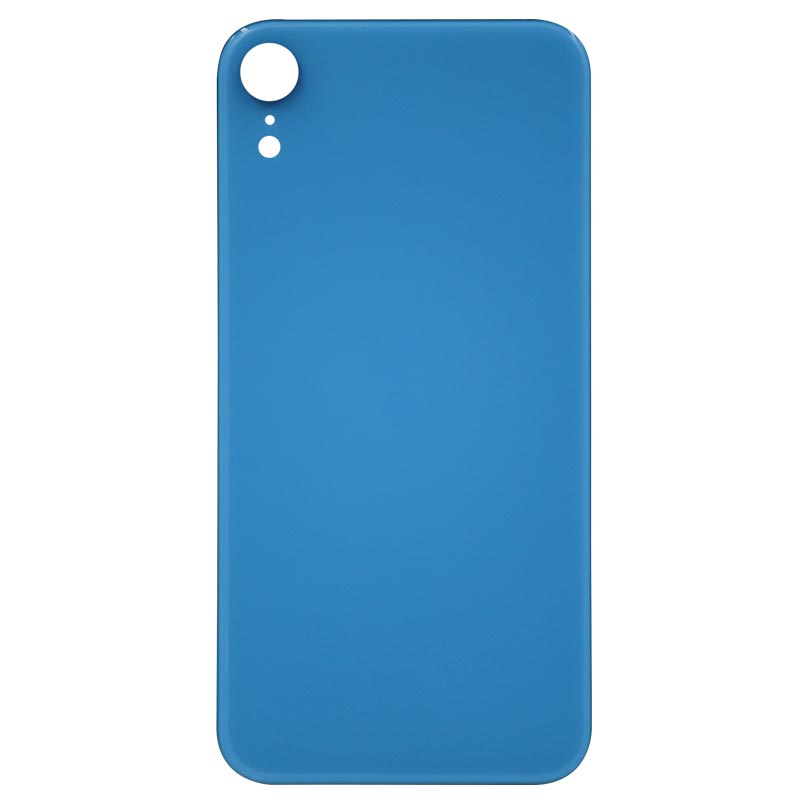 (Big Hole) Glass Back Cover for iPhone XR (No Logo) (Blue)