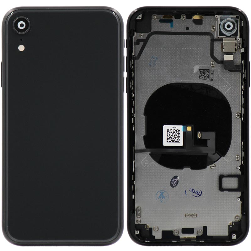 Glass Back Cover with Housing for iPhone XR (No Logo) (Black)
