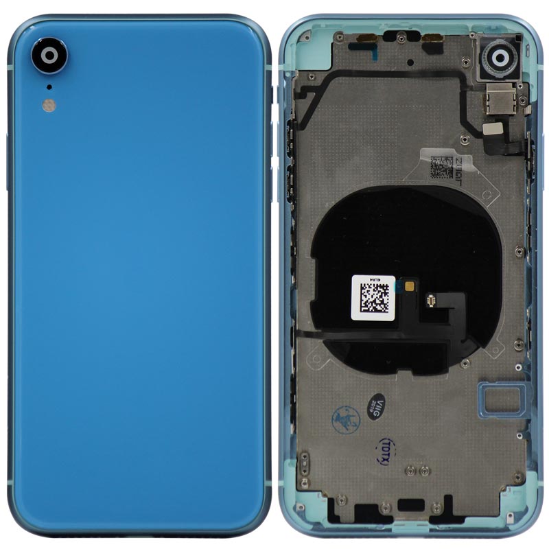 Glass Back Cover with Housing for iPhone XR (No Logo) (Blue)