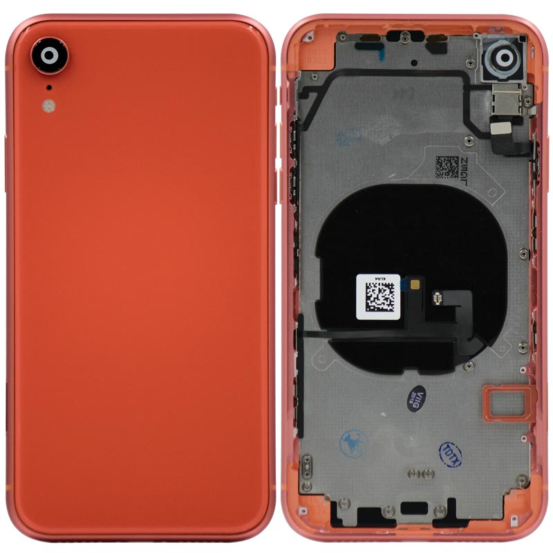 Glass Back Cover with Housing for iPhone XR (No Logo) (Coral)