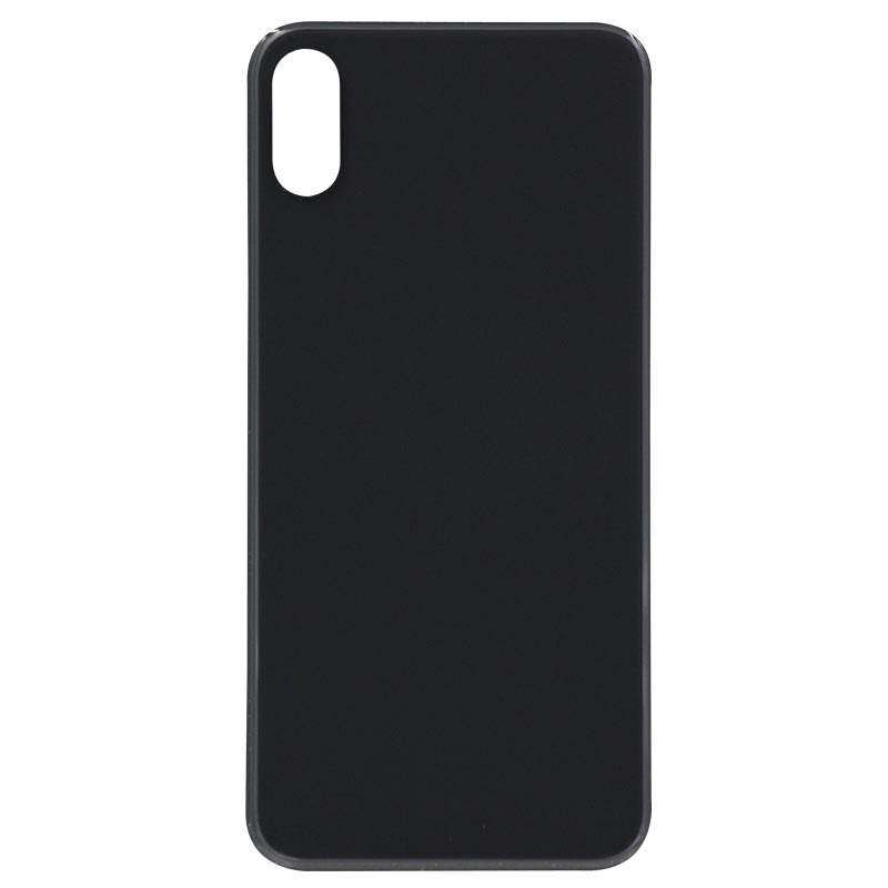 (Big Hole) Glass Back Cover for iPhone XS Max (No Logo) (Black)